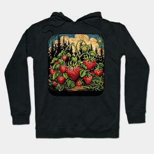 Retro Strawberry Plants Strawberries Lovers Hoodie